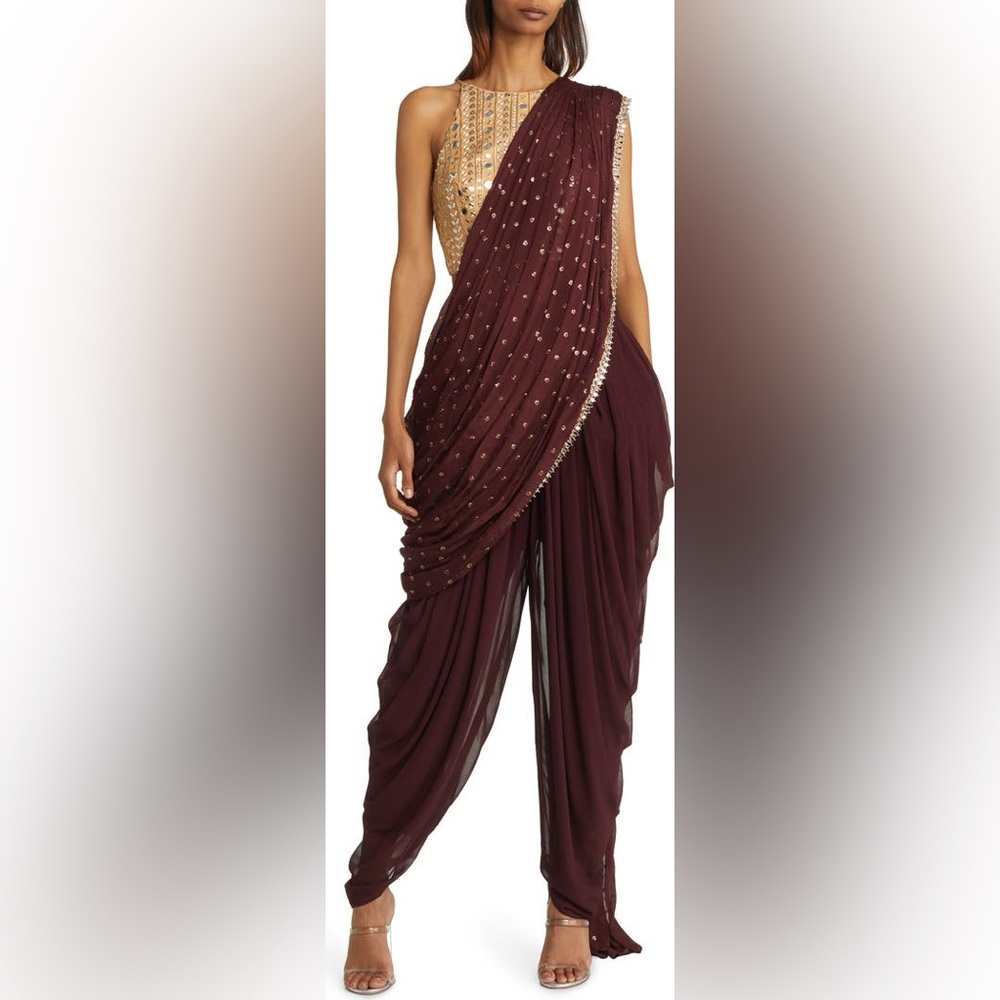 NEW Sani Tani Dhoti Burgundy pant set size small